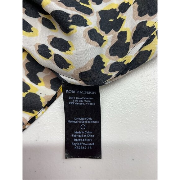 KOBI HALPERIN Ali silk blend‎ leopard Blouse size XL career long sleeve - Picture 8 of 11